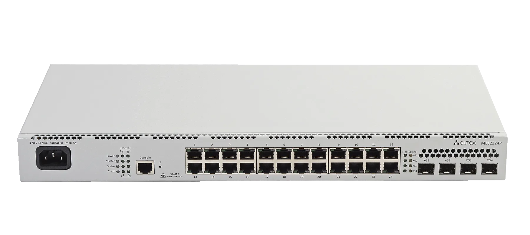 Ethernet-коммутатор MES2324P-DC, 24xPoE/PoE+ (1G) + 4x1G/10G SFP+, L3, 48V DC