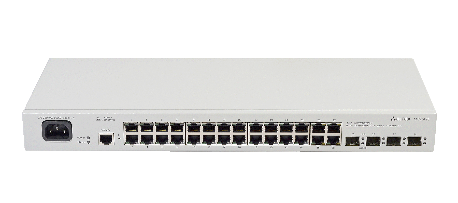 Ethernet-коммутатор MES2428-DC, 24x1G RJ45 + 4xCombo (RJ45/SFP), L2, 48V DC