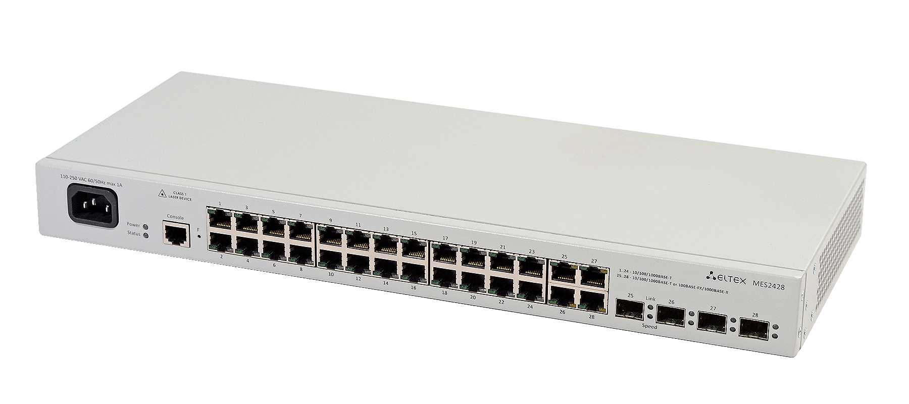 Ethernet-коммутатор MES2428, 24x1G RJ45 + 4xCombo (RJ45/SFP), L2, 220V AC